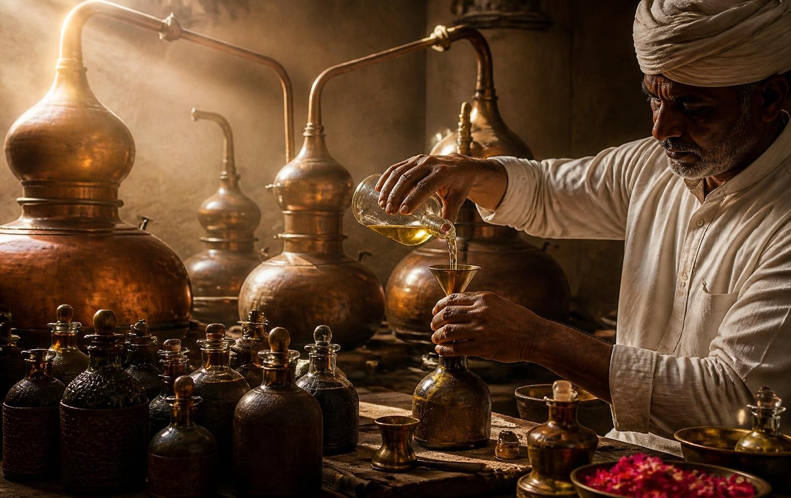 Inside a traditional attar workshop